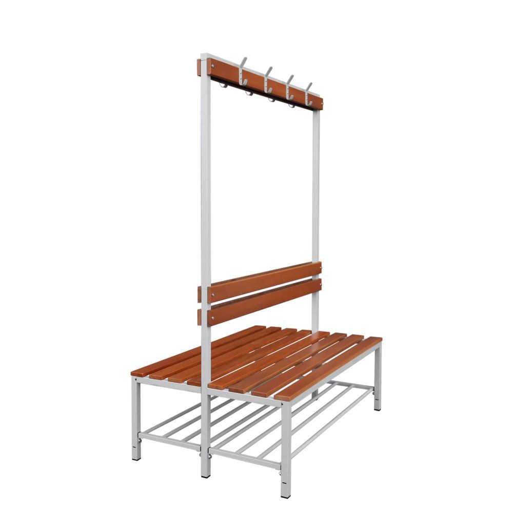 Produktbild Doppelseitige Sitzbankgarderobe mit Schuhrost, 400/1825 x 1200 x 800 mm, lichtgr bild 3