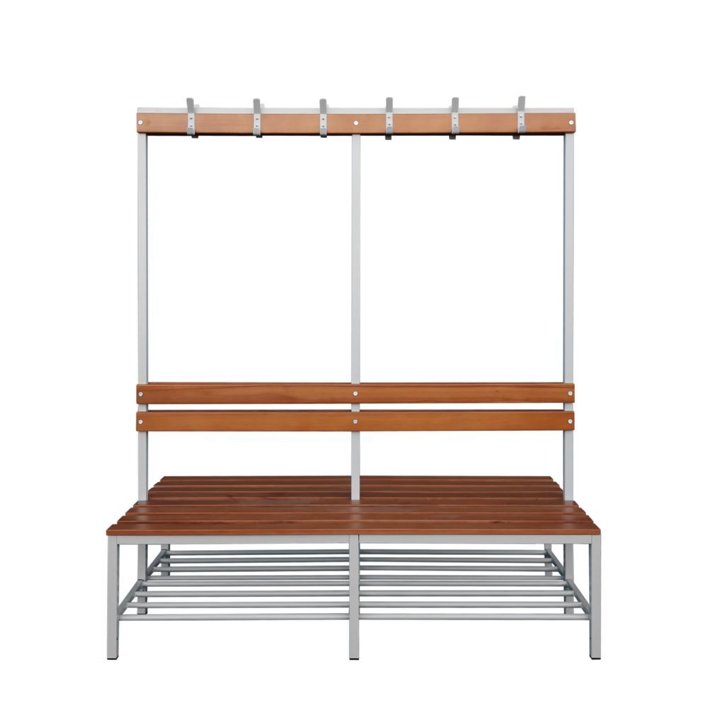 Produktbild Doppelseitige Sitzbankgarderobe mit Schuhrost, 400/1825 x 1600 x 800 mm, lichtgr bild 2