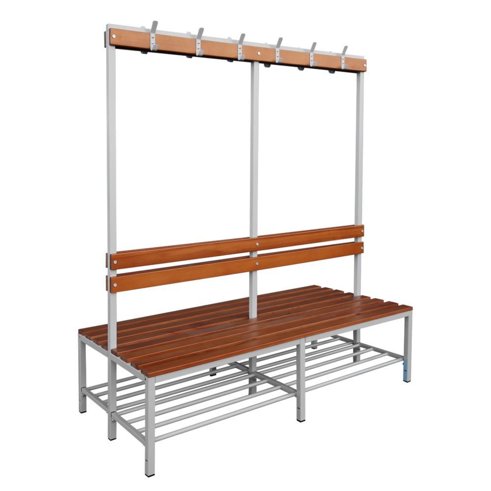 Produktbild Doppelseitige Sitzbankgarderobe mit Schuhrost, 400/1825 x 1600 x 800 mm, lichtgr bild 3