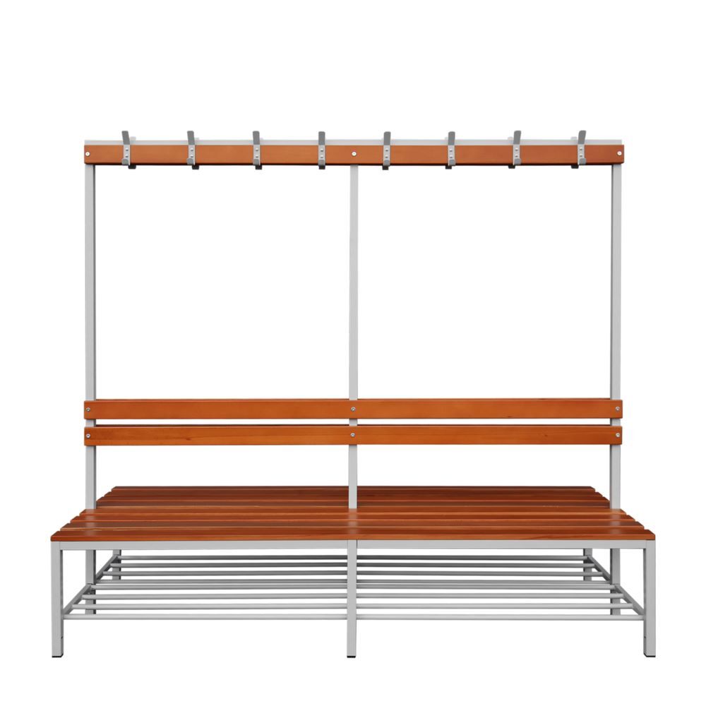 Produktbild Doppelseitige Sitzbankgarderobe mit Schuhrost, 400/1825 x 2000 x 800 mm, lichtgr bild 2