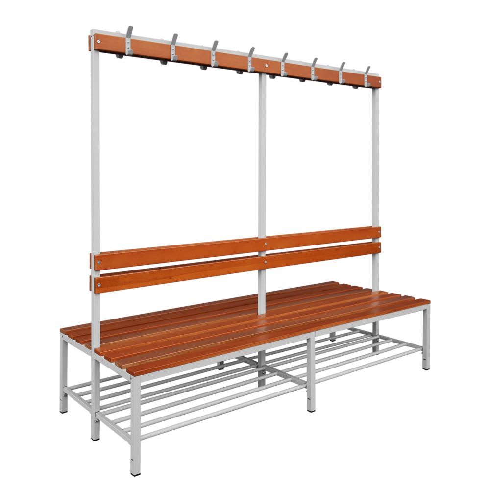 Produktbild Doppelseitige Sitzbankgarderobe mit Schuhrost, 400/1825 x 2000 x 800 mm, lichtgr bild 3