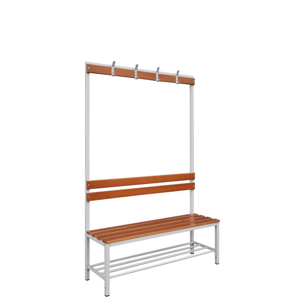 Produktbild Einseitige Sitzbankgarderobe mit Schuhrost, 400/1825 x 1200 x 400 mm, lichtgrau/ bild 2
