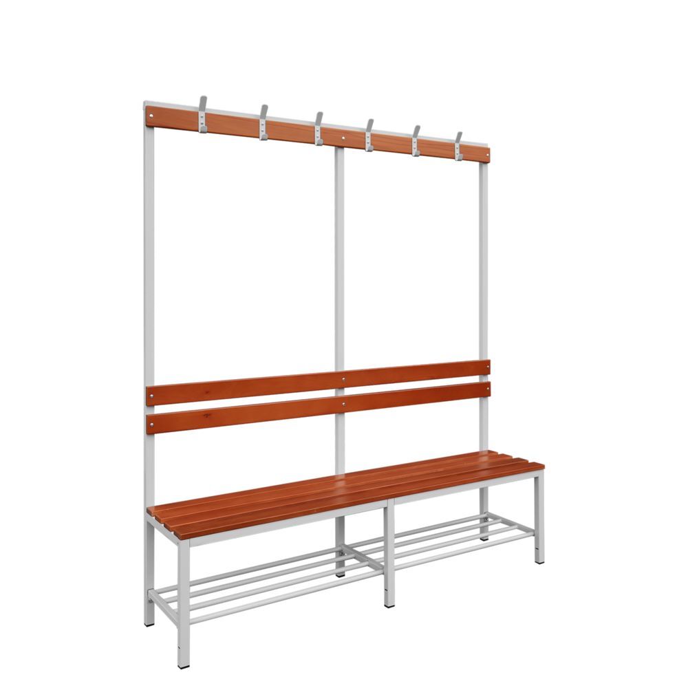 Produktbild Einseitige Sitzbankgarderobe mit Schuhrost, 400/1825 x 1600 x 400 mm, lichtgrau/ bild 2