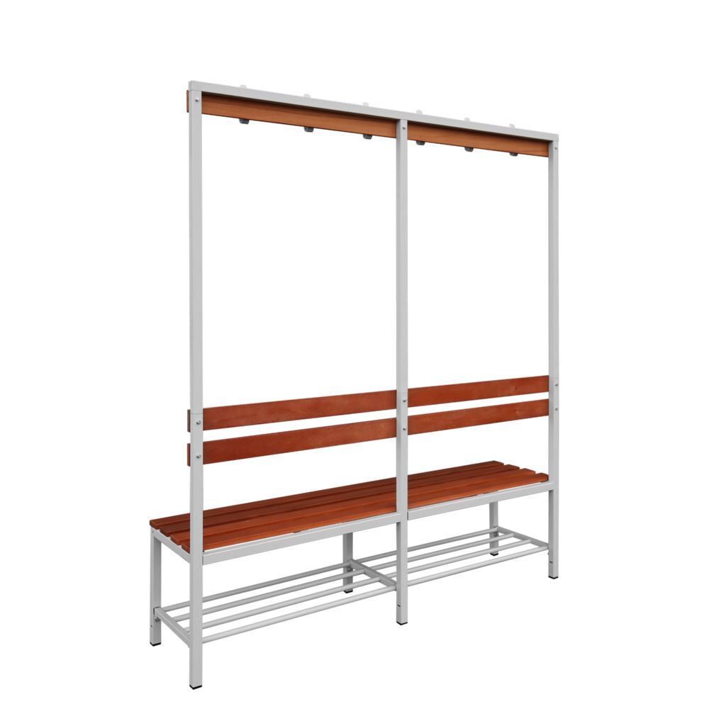 Produktbild Einseitige Sitzbankgarderobe mit Schuhrost, 400/1825 x 1600 x 400 mm, lichtgrau/ bild 5