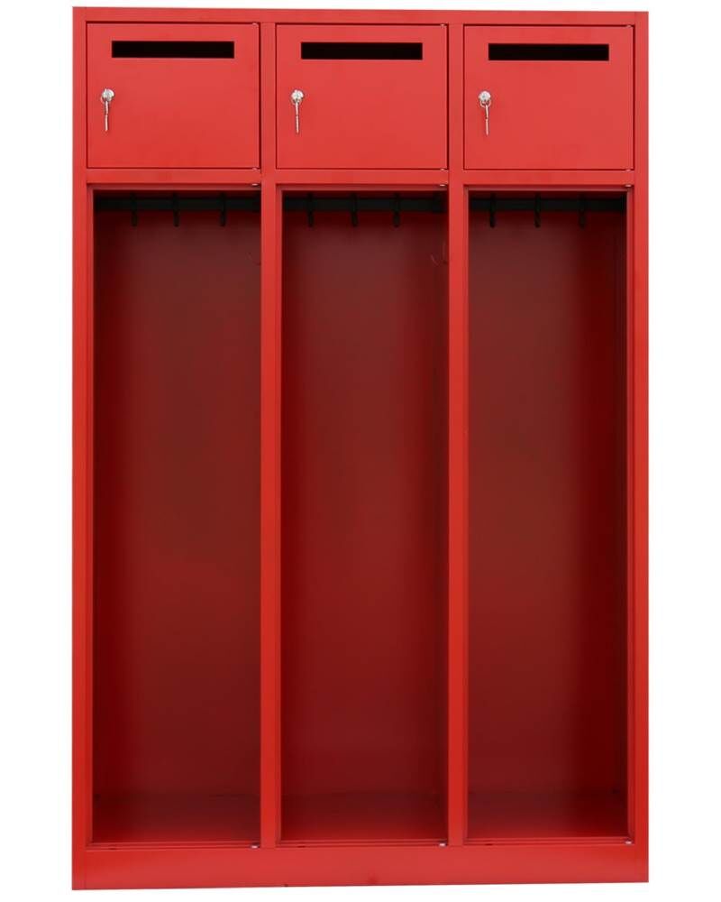Lüllmann Feuerwehrschrank 3 Abteile 1800 x 1185 x 500 mm RAL 3000 Feuerrot Produktbild Lüllmann Feuerwehrschrank 3 Abteile 1800 x 1185 x 500 mm RAL 3000 Feuerrot bild 2