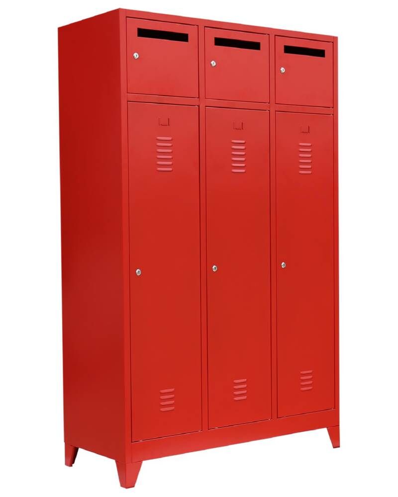 Lüllmann Feuerwehrschrank 3 Abteile 1800 x 1185 x 500 mm RAL 3000 Feuerrot Produktbild Lüllmann Feuerwehrschrank 3 Abteile 1800 x 1185 x 500 mm RAL 3000 Feuerrot bild 3