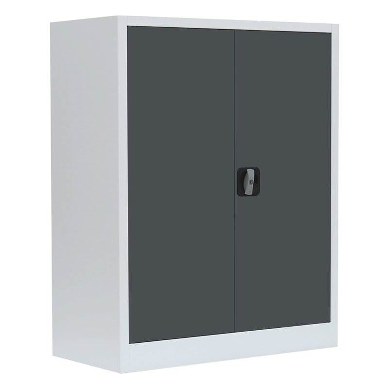 Lüllmann Flügeltürenschrank mit 2 Fachböden 1000 x 800 x 383 mm lichtgrau mit anthrazit Produktbild Lüllmann Flügeltürenschrank mit 2 Fachböden 1000 x 800 x 383 mm lichtgrau mit anthrazit