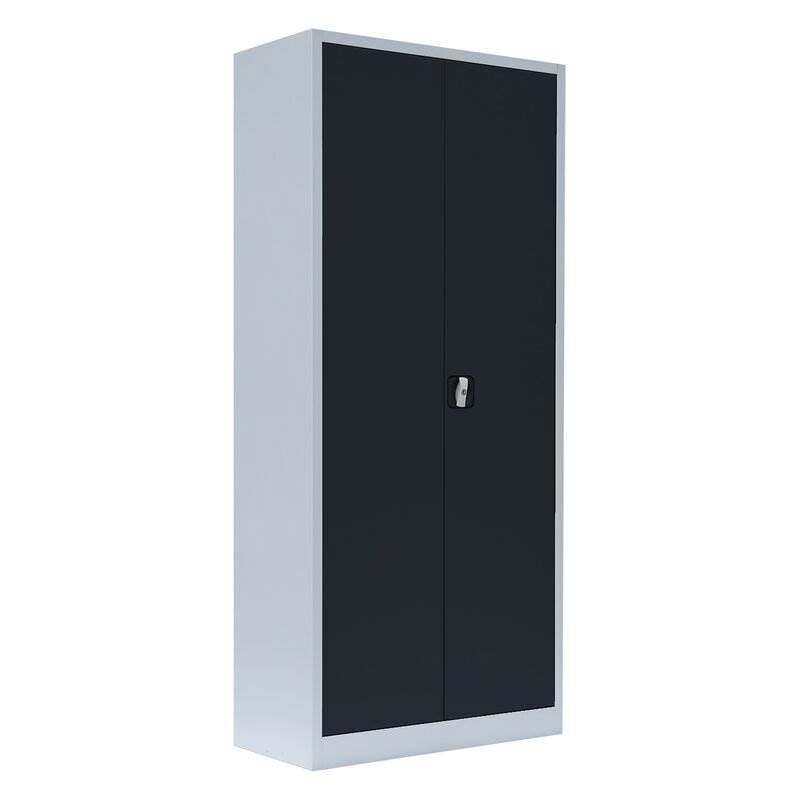 Lüllmann Flügeltürenschrank mit 4 Fachböden 1800 x 800 x 383 mm lichtgrau mit anthrazit Produktbild Lüllmann Flügeltürenschrank mit 4 Fachböden 1800 x 800 x 383 mm lichtgrau mit anthrazit