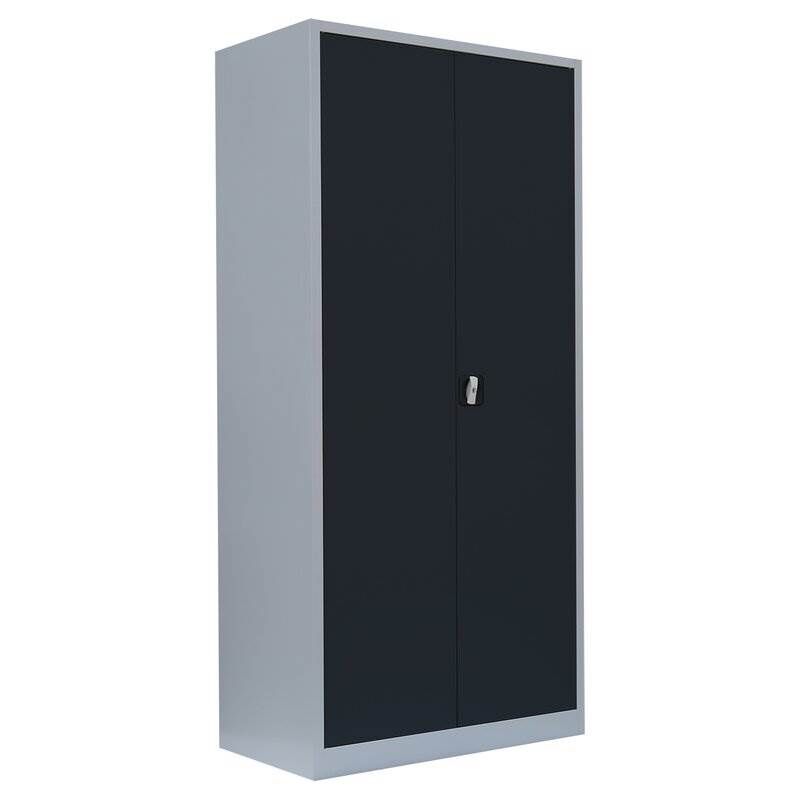 Lüllmann Flügeltürenschrank mit 4 Fachböden 1950 x 925 x 422 mm lichtgrau mit anthrazit Produktbild Lüllmann Flügeltürenschrank mit 4 Fachböden 1950 x 925 x 422 mm lichtgrau mit anthrazit