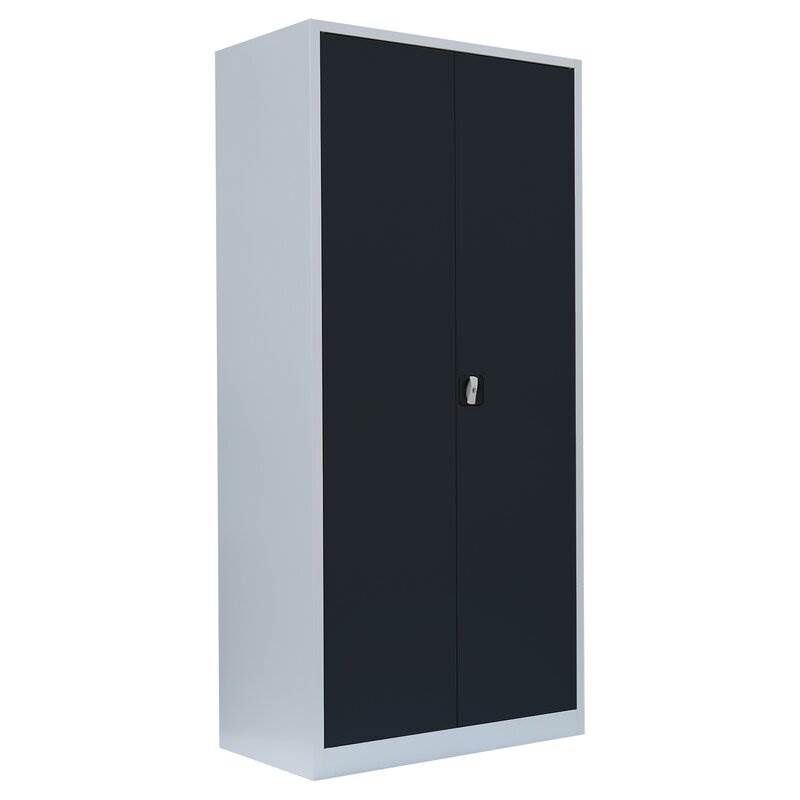 Lüllmann Flügeltürenschrankmit 4 Fachböden 1950 x 925 x 600 mm lichtgrau mit anthrazit Produktbild Lüllmann Flügeltürenschrankmit 4 Fachböden 1950 x 925 x 600 mm lichtgrau mit anthrazit