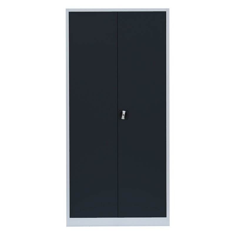 Lüllmann Flügeltürenschrankmit 4 Fachböden 1950 x 925 x 600 mm lichtgrau mit anthrazit Produktbild Lüllmann Flügeltürenschrankmit 4 Fachböden 1950 x 925 x 600 mm lichtgrau mit anthrazit bild 2