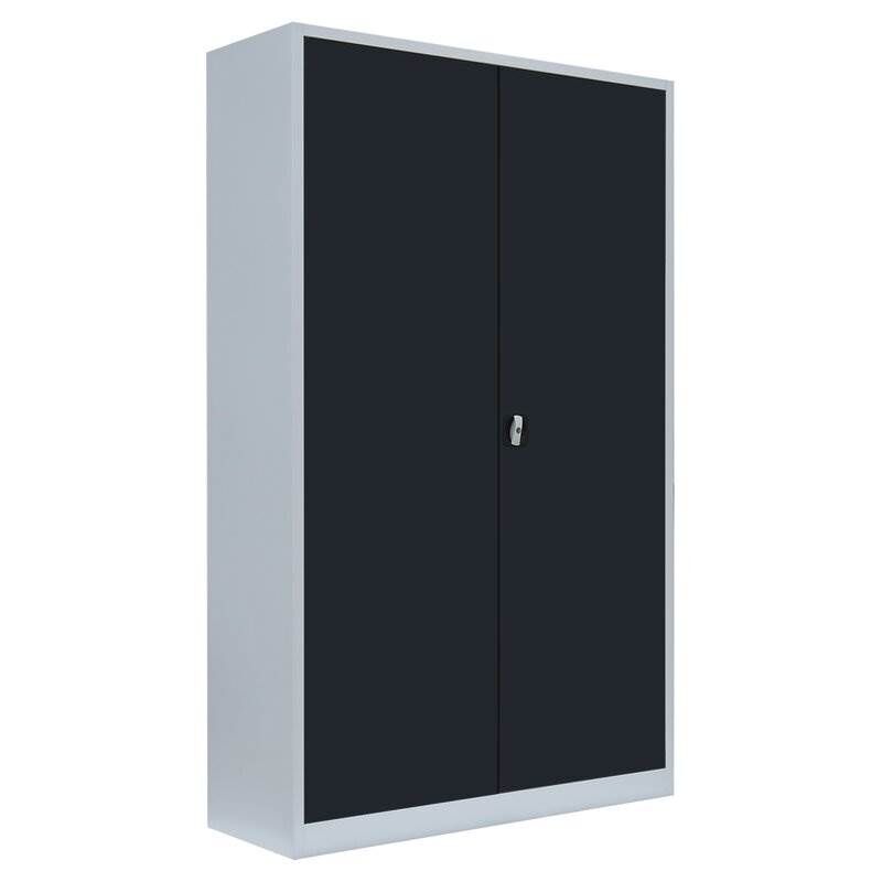 Lüllmann Flügeltürenschrank mit 4 Fachböden 1950 x 1200 x 600 mm lichtgrau mit anthrazit Produktbild Lüllmann Flügeltürenschrank mit 4 Fachböden 1950 x 1200 x 600 mm lichtgrau mit anthrazit