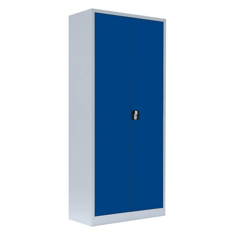 Lüllmann Flügeltürenschrank mit 4 Fachböden 1800 x 800 x 383 mm lichtgrau mit enzianblau Produktbild Lüllmann Flügeltürenschrank mit 4 Fachböden 1800 x 800 x 383 mm lichtgrau mit enzianblau