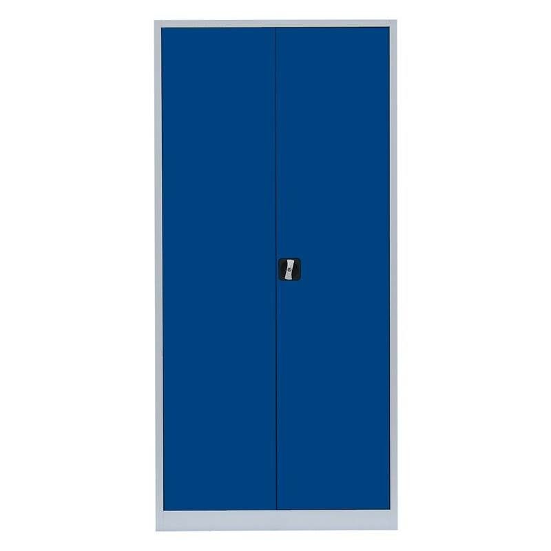 Lüllmann Flügeltürenschrank mit 4 Fachböden 1950 x 925 x 422 mm lichtgrau mit enzianblau Produktbild Lüllmann Flügeltürenschrank mit 4 Fachböden 1950 x 925 x 422 mm lichtgrau mit enzianblau