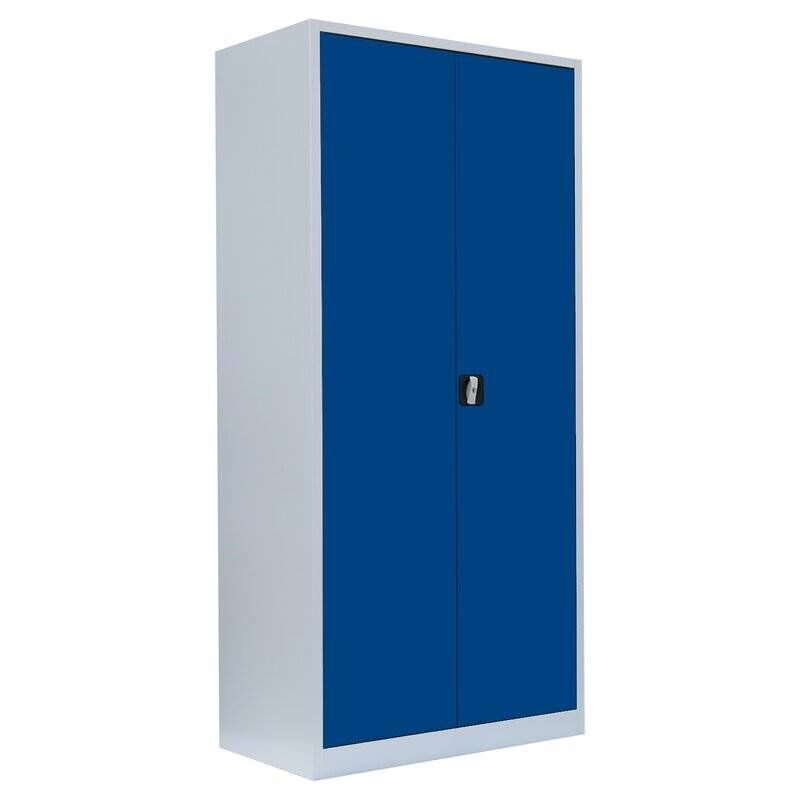Lüllmann Flügeltürenschrank mit 4 Fachböden 1950 x 925 x 500 mm lichtgrau mit enzianblau Produktbild Lüllmann Flügeltürenschrank mit 4 Fachböden 1950 x 925 x 500 mm lichtgrau mit enzianblau