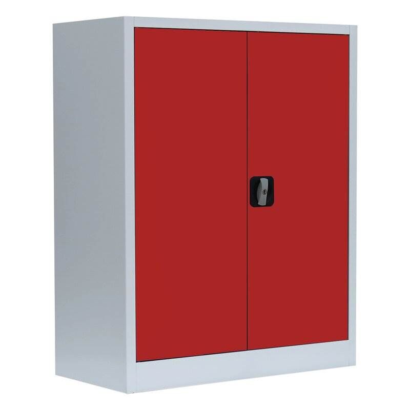 Lüllmann Flügeltürenschrank mit 2 Fachböden 1000 x 800 x 383 mm lichtgrau in feuerrot Produktbild Lüllmann Flügeltürenschrank mit 2 Fachböden 1000 x 800 x 383 mm lichtgrau in feuerrot