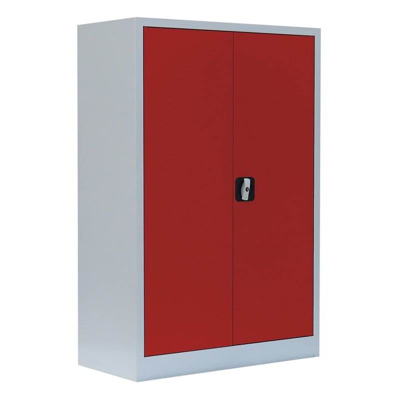 Lüllmann Flügeltürenschrank mit 2 Fachböden 1200 x 925 x 422 mm lichtgrau mit feuerrot Produktbild Lüllmann Flügeltürenschrank mit 2 Fachböden 1200 x 925 x 422 mm lichtgrau mit feuerrot