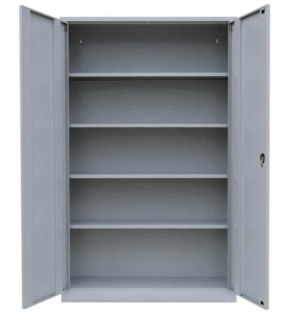 Lüllmann Flügeltürenschrank mit 4 Fachböden 1950 x 1200 x 600 mm lichtgrau mit feuerrot Produktbild Lüllmann Flügeltürenschrank mit 4 Fachböden 1950 x 1200 x 600 mm lichtgrau mit feuerrot bild 3