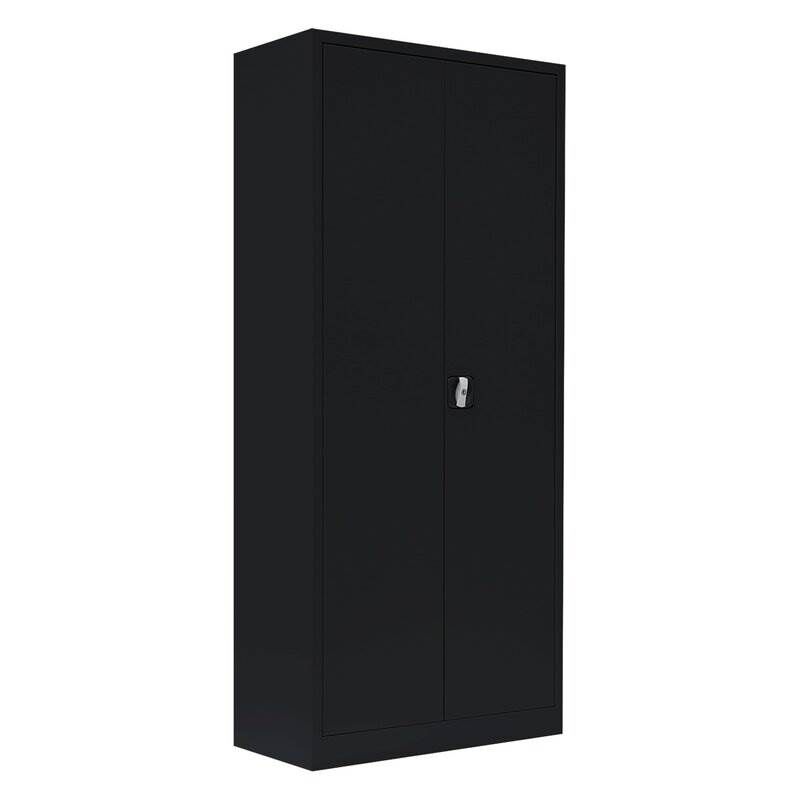 Lüllmann Flügeltürenschrank mit 4 Fachböden 1800 x 800 x 383 mm in tief schwarz Produktbild Lüllmann Flügeltürenschrank mit 4 Fachböden 1800 x 800 x 383 mm in tief schwarz