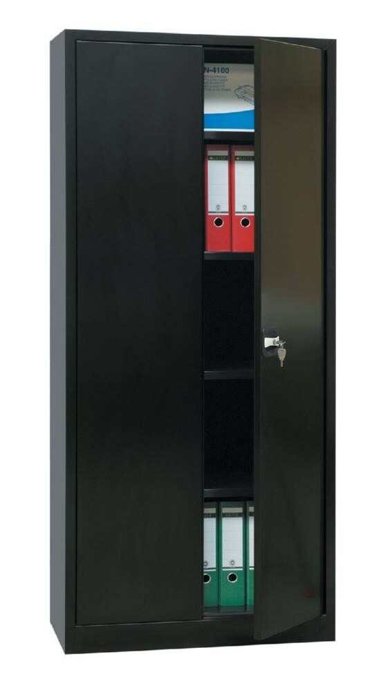 Lüllmann Flügeltürenschrank mit 4 Fachböden 1950 x 925 x 422 mm in tief schwarz Produktbild Lüllmann Flügeltürenschrank mit 4 Fachböden 1950 x 925 x 422 mm in tief schwarz