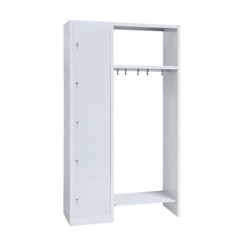 Lüllmann Garderobe 1 Abteil links 5 Fächer 1800 x 1115 x 500 mm in lichtgrau Produktbild Lüllmann Garderobe 1 Abteil links 5 Fächer 1800 x 1115 x 500 mm in lichtgrau