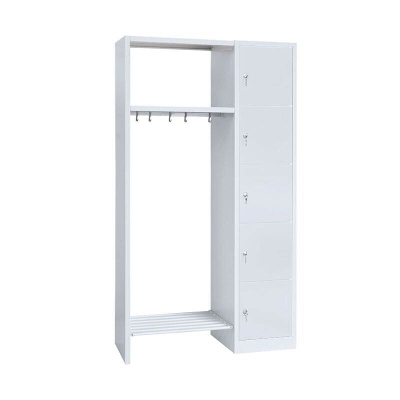 Lüllmann Garderobe 1 Abteil rechts 5 Fächer 1800 x 1115 x 500 mm in lichtgrau Produktbild Lüllmann Garderobe 1 Abteil rechts 5 Fächer 1800 x 1115 x 500 mm in lichtgrau