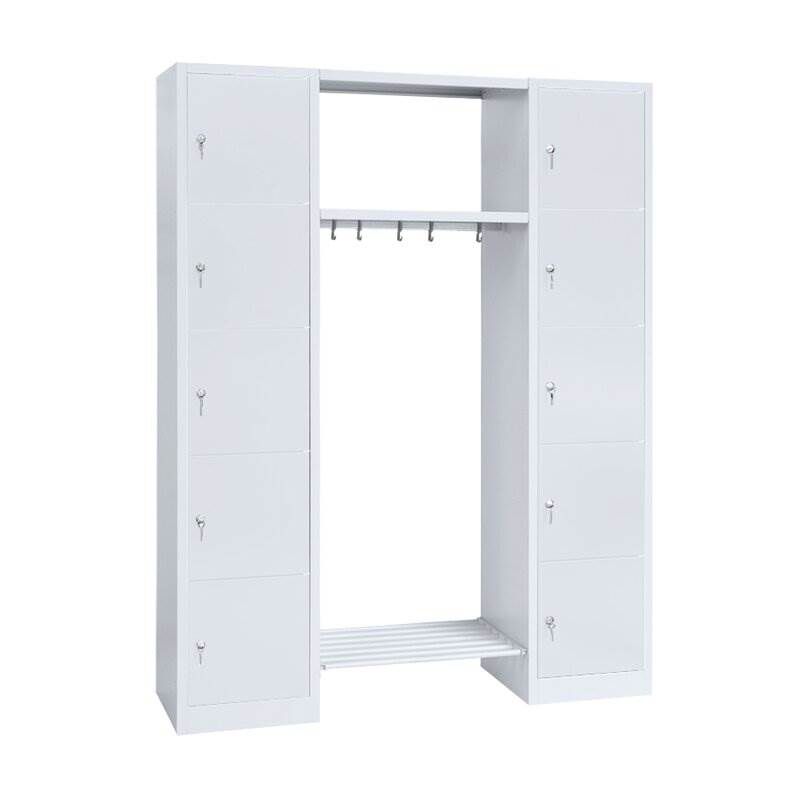 Lüllmann Garderobe 2 Abteile je 5 Fächer rechts links 1800 x 1430 x 500 mm in lichtgrau Produktbild Lüllmann Garderobe 2 Abteile je 5 Fächer rechts links 1800 x 1430 x 500 mm in lichtgrau