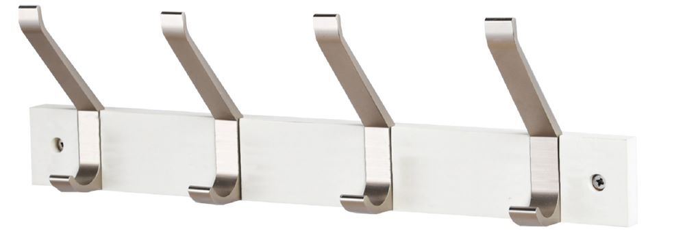 Produktbild Lüllmann Garderobenleiste Wandgarderobe 600 mm 4 Haken weiß alu