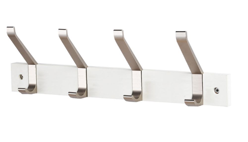 Produktbild Garderobenleiste, Wandgarderobe 600 mm, 4 Haken, weiß/alu bild 3