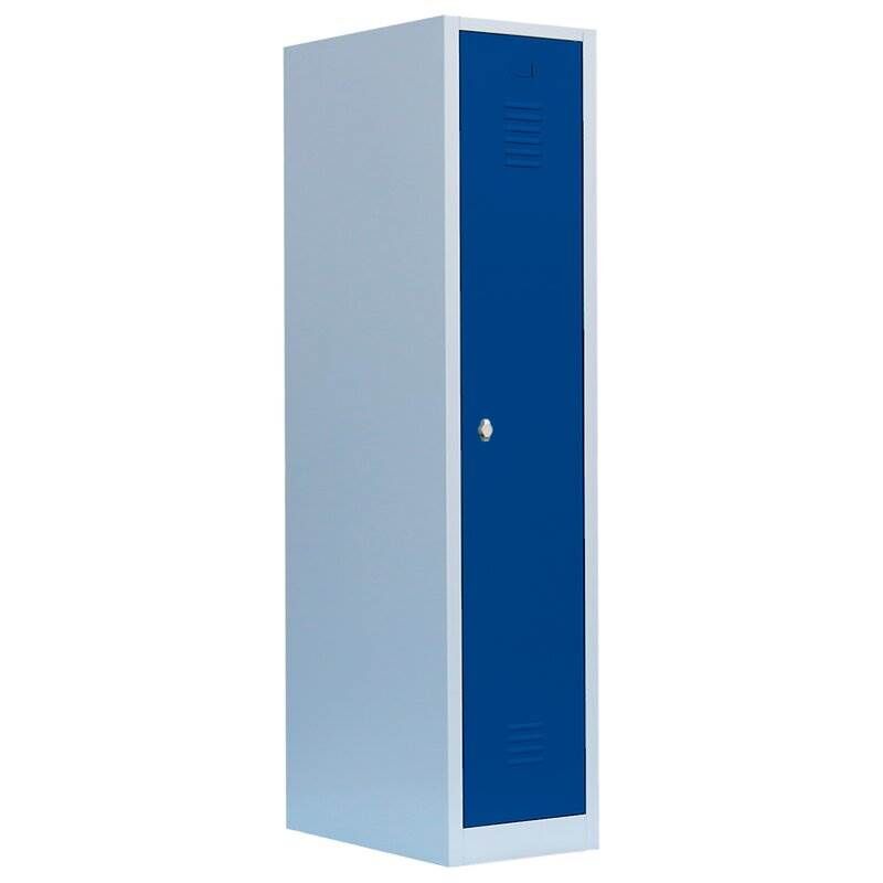 Lüllmann Garderobenschrank 1 Abteil 1800 x 415 x 500 mm lichtgrau mit enzianblau Produktbild Lüllmann Garderobenschrank 1 Abteil 1800 x 415 x 500 mm lichtgrau mit enzianblau