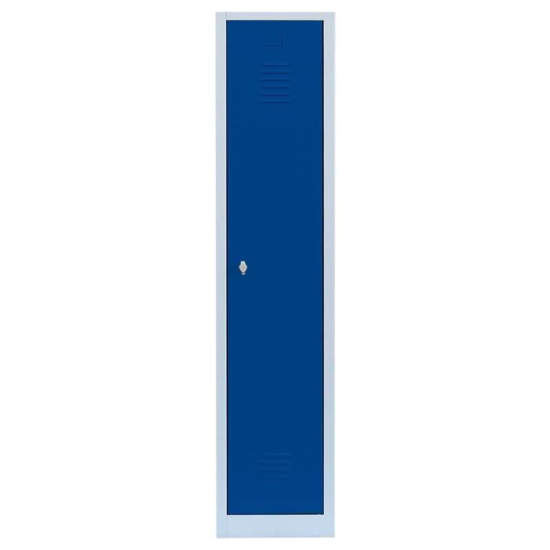 Lüllmann Garderobenschrank 1 Abteil 1800 x 415 x 500 mm lichtgrau mit enzianblau Produktbild Lüllmann Garderobenschrank 1 Abteil 1800 x 415 x 500 mm lichtgrau mit enzianblau bild 2