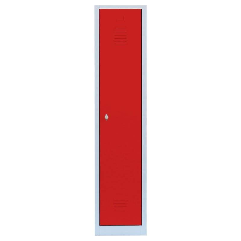 Lüllmann Garderobenschrank 1 Abteil 1800 x 415 x 500 mm lichtgrau mit feuerrot Produktbild Lüllmann Garderobenschrank 1 Abteil 1800 x 415 x 500 mm lichtgrau mit feuerrot