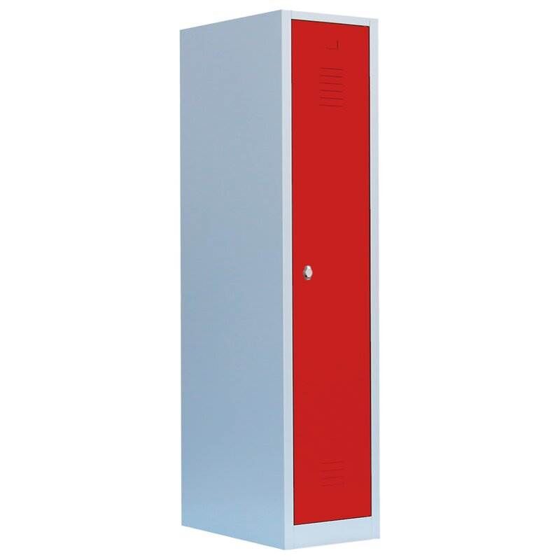 Lüllmann Garderobenschrank 1 Abteil 1800 x 415 x 500 mm lichtgrau mit feuerrot Produktbild Lüllmann Garderobenschrank 1 Abteil 1800 x 415 x 500 mm lichtgrau mit feuerrot bild 2