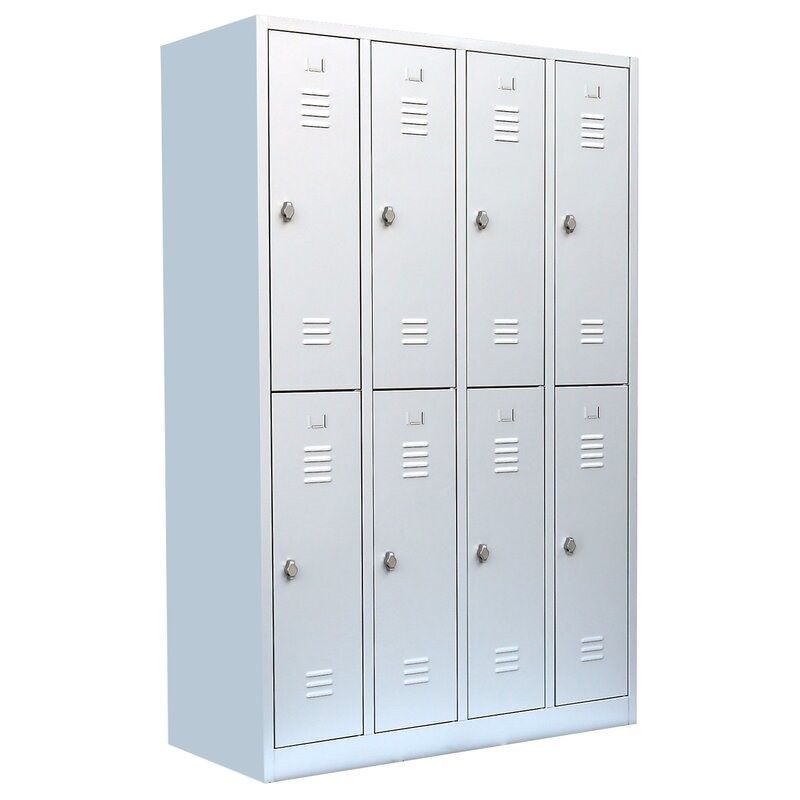 Lüllmann XL Garderobenschrank 4 Abteile doppelstöckig 1950 x 1170 x 500 mm lichtgrau Produktbild Lüllmann XL Garderobenschrank 4 Abteile doppelstöckig 1950 x 1170 x 500 mm lichtgrau bild 2