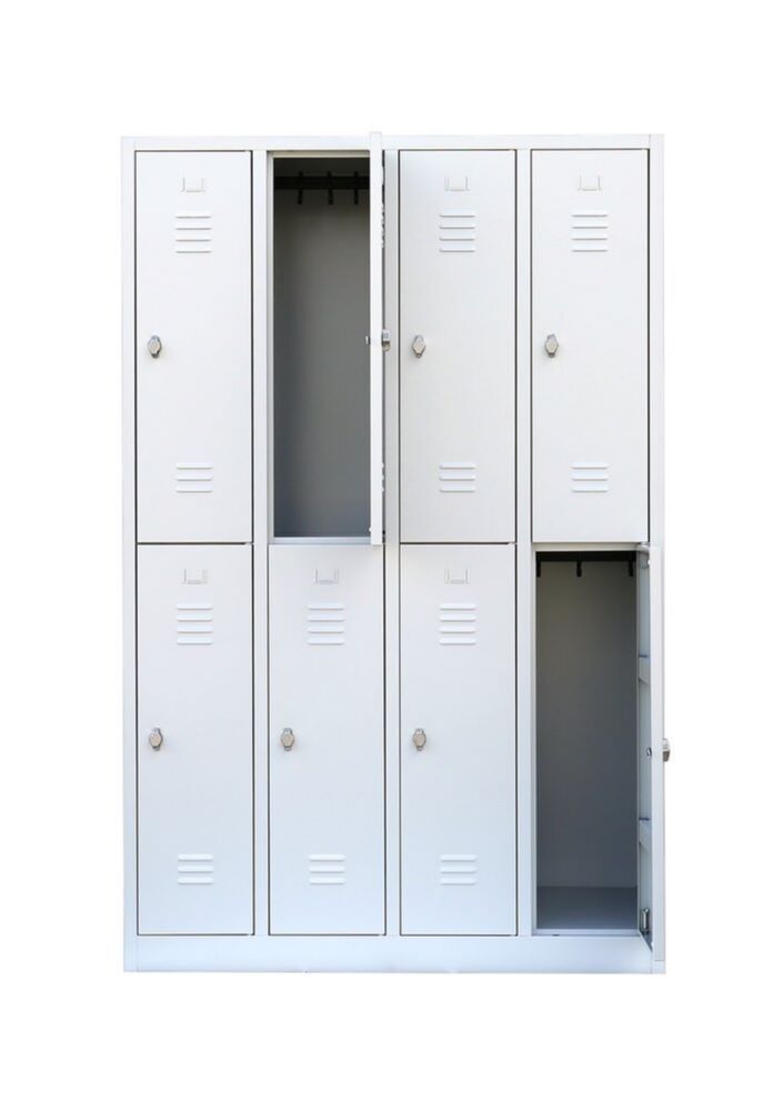Lüllmann XL Garderobenschrank 4 Abteile doppelstöckig 1950 x 1170 x 500 mm lichtgrau Produktbild Lüllmann XL Garderobenschrank 4 Abteile doppelstöckig 1950 x 1170 x 500 mm lichtgrau bild 10