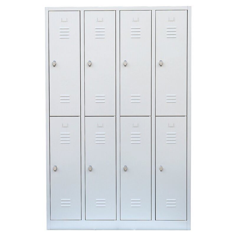 Lüllmann XL Garderobenschrank 4 Abteile doppelstöckig 1950 x 1170 x 500 mm lichtgrau Produktbild Lüllmann XL Garderobenschrank 4 Abteile doppelstöckig 1950 x 1170 x 500 mm lichtgrau