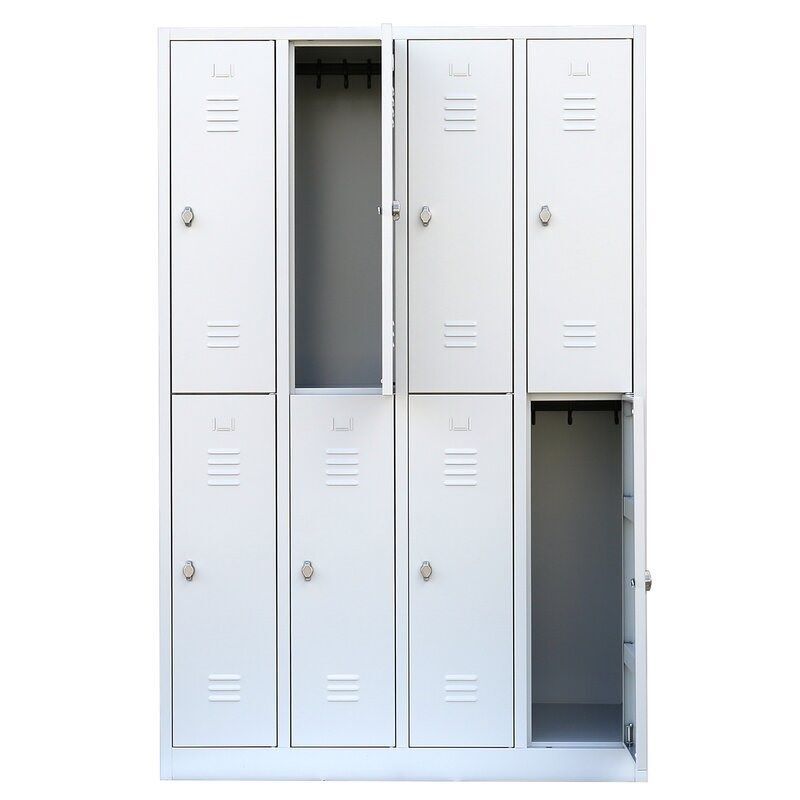 Lüllmann XL Garderobenschrank 4 Abteile doppelstöckig 1950 x 1170 x 500 mm lichtgrau Produktbild Lüllmann XL Garderobenschrank 4 Abteile doppelstöckig 1950 x 1170 x 500 mm lichtgrau bild 3