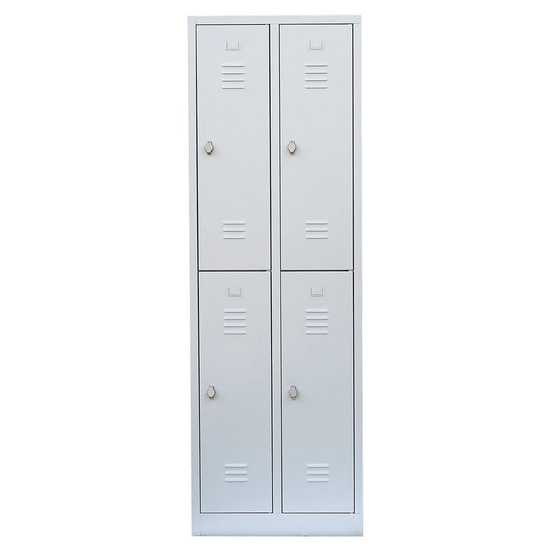 Lüllmann XL Garderobenschrank doppelstöckig 1950 x 600 x 500 mm lichtgrau feuerrot Produktbild Lüllmann XL Garderobenschrank doppelstöckig 1950 x 600 x 500 mm lichtgrau feuerrot