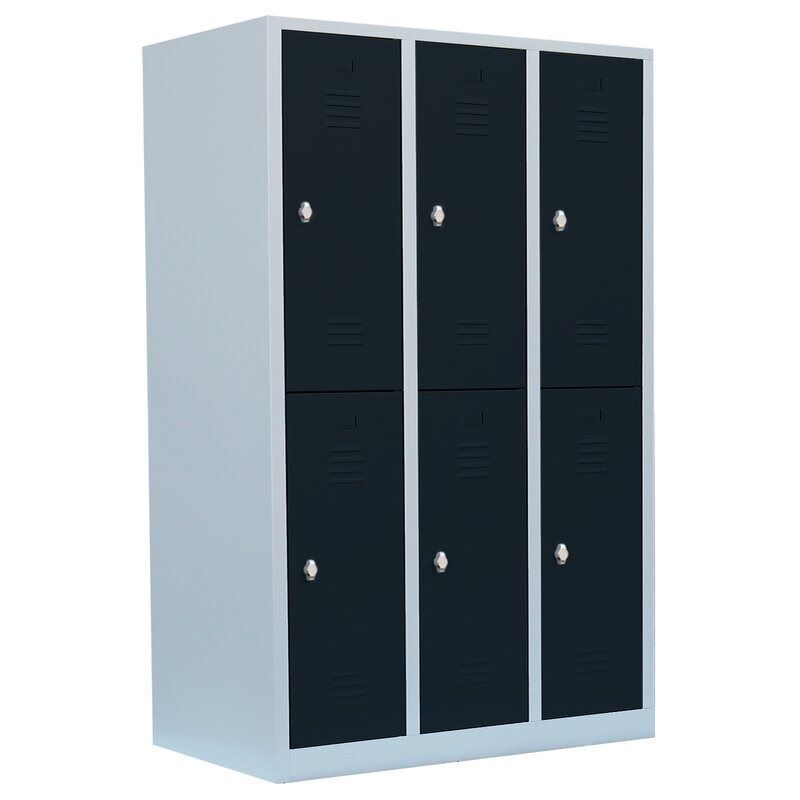 Lüllmann Garderobenschrank 3 Abteile doppelstöckig 1800 x 1185 x 500 mm lichtgrau Produktbild Lüllmann Garderobenschrank 3 Abteile doppelstöckig 1800 x 1185 x 500 mm lichtgrau bild 2