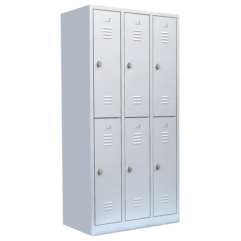 Lüllmann Garderobenschrank 3 Abteile doppelstöckig 1800 x 885 x 500 mm lichtgrau Produktbild Lüllmann Garderobenschrank 3 Abteile doppelstöckig 1800 x 885 x 500 mm lichtgrau