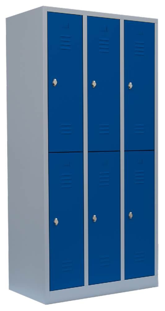 Lüllmann Garderobenschrank 3 Abteile 1800 x 885 x 500 mm doppelstöckig lichtgrau Produktbild Lüllmann Garderobenschrank 3 Abteile 1800 x 885 x 500 mm doppelstöckig lichtgrau