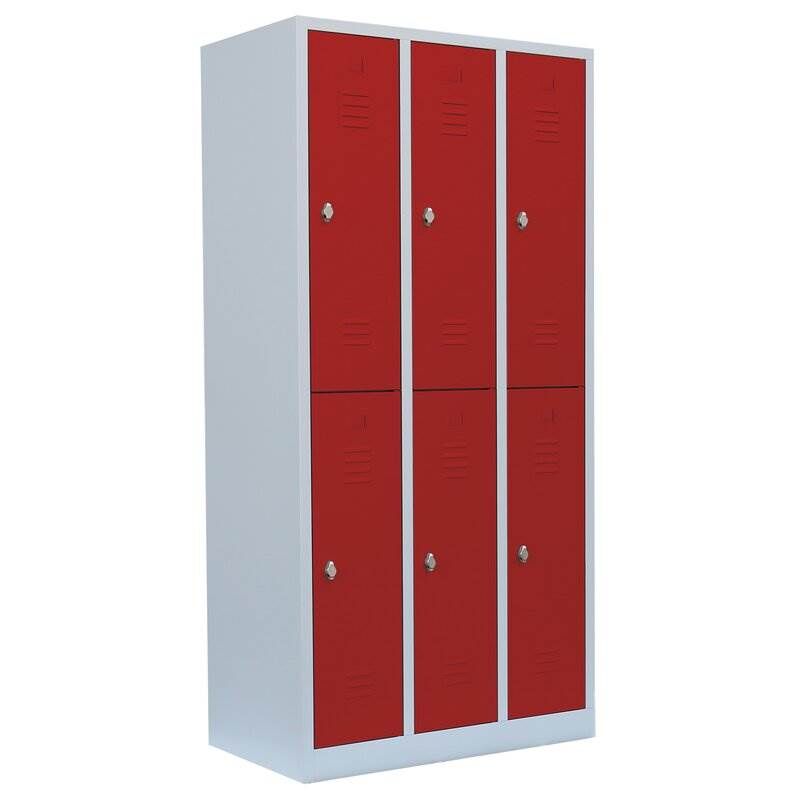 Lüllmann Garderobenschrank 3 Abteile doppelstöckig lichtgrau 1800 x 885 x 500 mm Produktbild Lüllmann Garderobenschrank 3 Abteile doppelstöckig lichtgrau 1800 x 885 x 500 mm