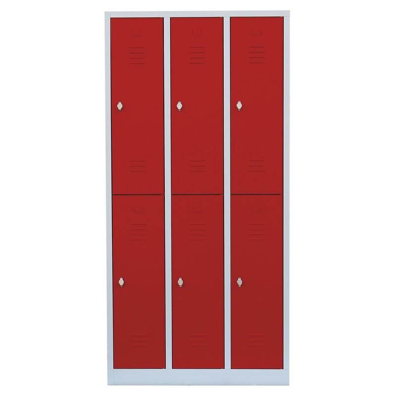 Lüllmann Garderobenschrank 3 Abteile doppelstöckig 1800 x 885 x 500 mm lichtgrau Produktbild Lüllmann Garderobenschrank 3 Abteile doppelstöckig 1800 x 885 x 500 mm lichtgrau bild 2