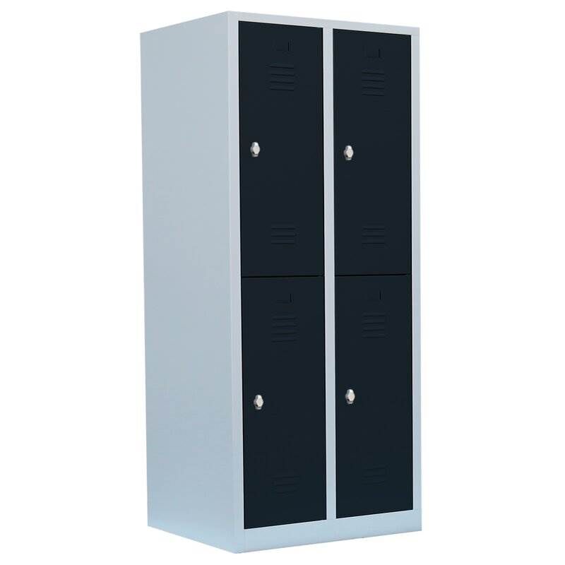 Lüllmann Garderobenschrank 2 Abteile 1800 x 800 x 500 mm doppelstöckig in lichtgrau Produktbild Lüllmann Garderobenschrank 2 Abteile 1800 x 800 x 500 mm doppelstöckig in lichtgrau