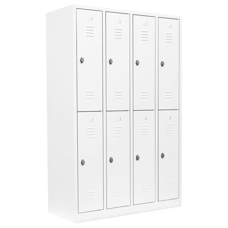 Lüllmann Garderobenschrank 4 Abteile doppelstöckig 1800 x 1170 x 500 mm signalweiß Produktbild Lüllmann Garderobenschrank 4 Abteile doppelstöckig 1800 x 1170 x 500 mm signalweiß