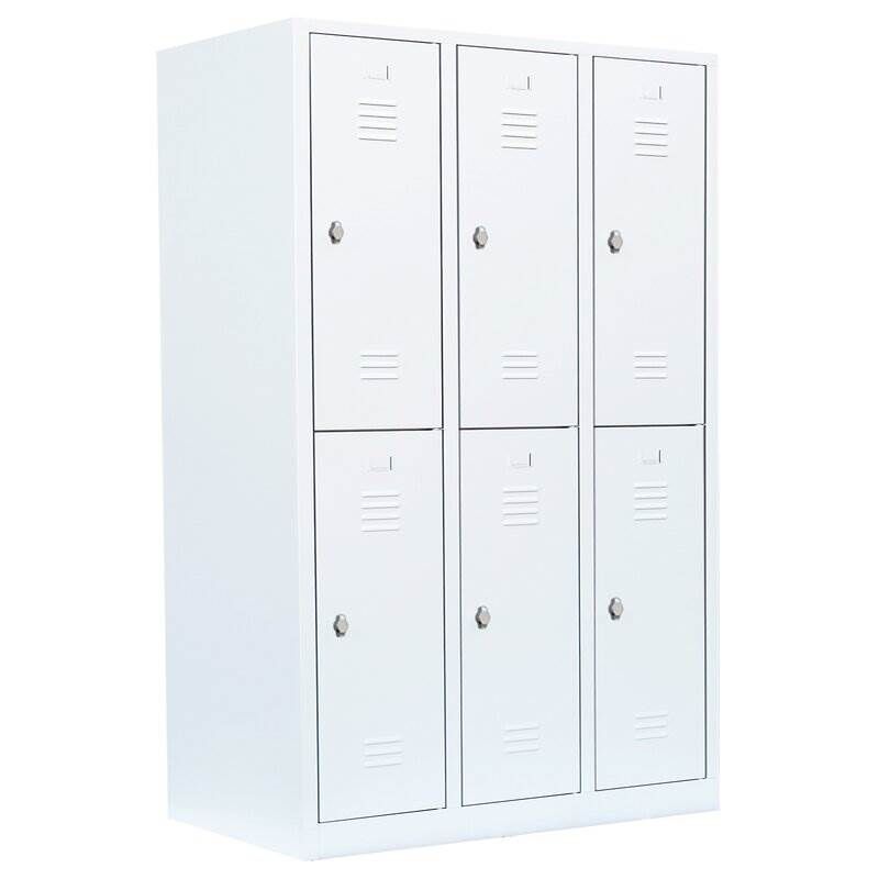 Lüllmann Garderobenschrank 3 Abteile doppelstöckig 1800 x 1185 x 500 mm signalweiß Produktbild Lüllmann Garderobenschrank 3 Abteile doppelstöckig 1800 x 1185 x 500 mm signalweiß