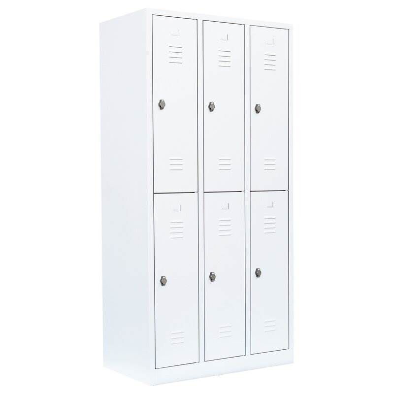 Lüllmann Garderobenschrank 3 Abteile doppelstöckig 1800 x 885 x 500 mm signalweiß Produktbild Lüllmann Garderobenschrank 3 Abteile doppelstöckig 1800 x 885 x 500 mm signalweiß