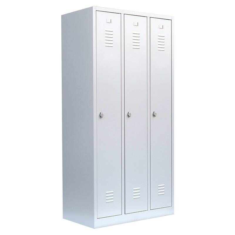 Lüllmann Garderobenschrank 3 Abteile 1800 x 885 x 500 mm RAL 7035 lichtgrau Produktbild Lüllmann Garderobenschrank 3 Abteile 1800 x 885 x 500 mm RAL 7035 lichtgrau