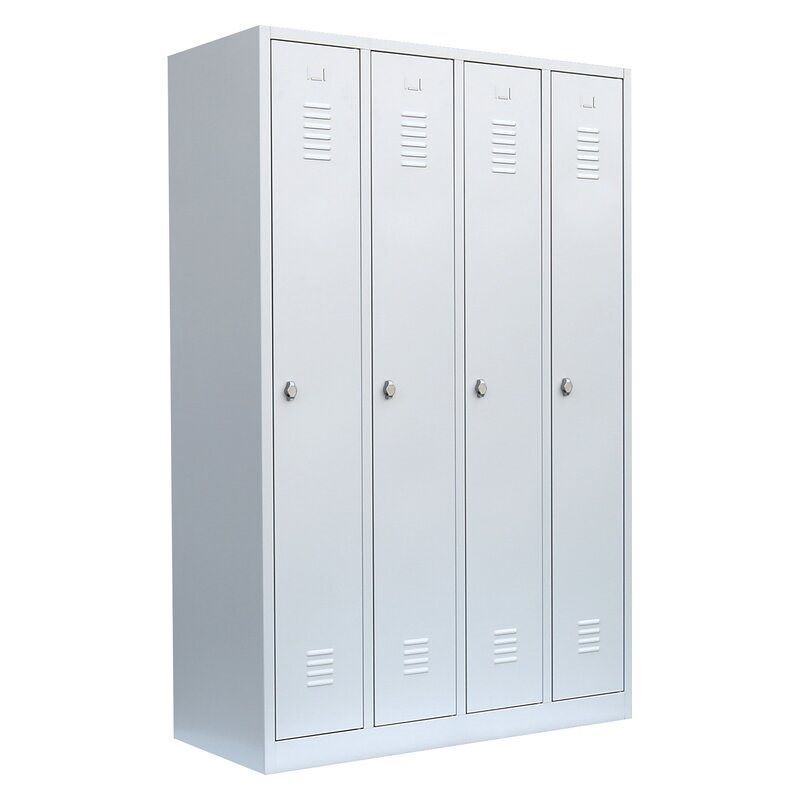 Lüllmann Garderobenschrank 4 Abteile 1800 x 1170 x 500 mm lichtgrau Produktbild Lüllmann Garderobenschrank 4 Abteile 1800 x 1170 x 500 mm lichtgrau bild 2
