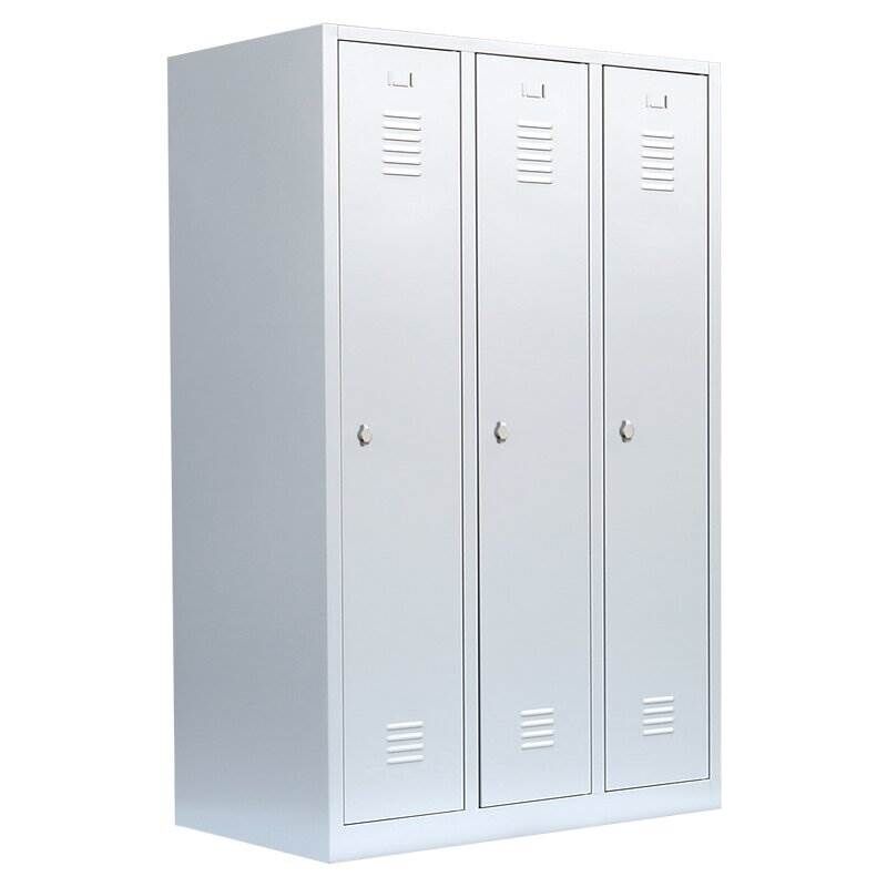 Lüllmann Garderobenschrank mit 3 Abteilen 1800 x 1185 x 500 mm RAL 7035 lichtgrau Produktbild Lüllmann Garderobenschrank mit 3 Abteilen 1800 x 1185 x 500 mm RAL 7035 lichtgrau